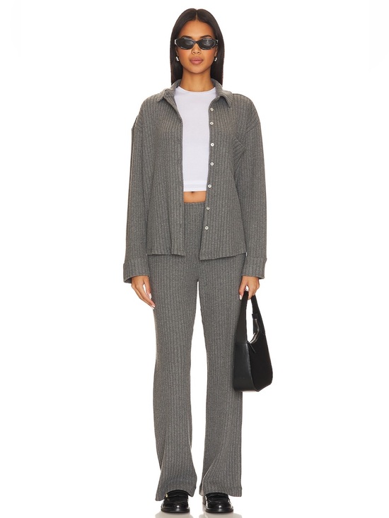 DONNI. Sweaters - DONNI. Sweater Rib Shirt in Charcoal Grey